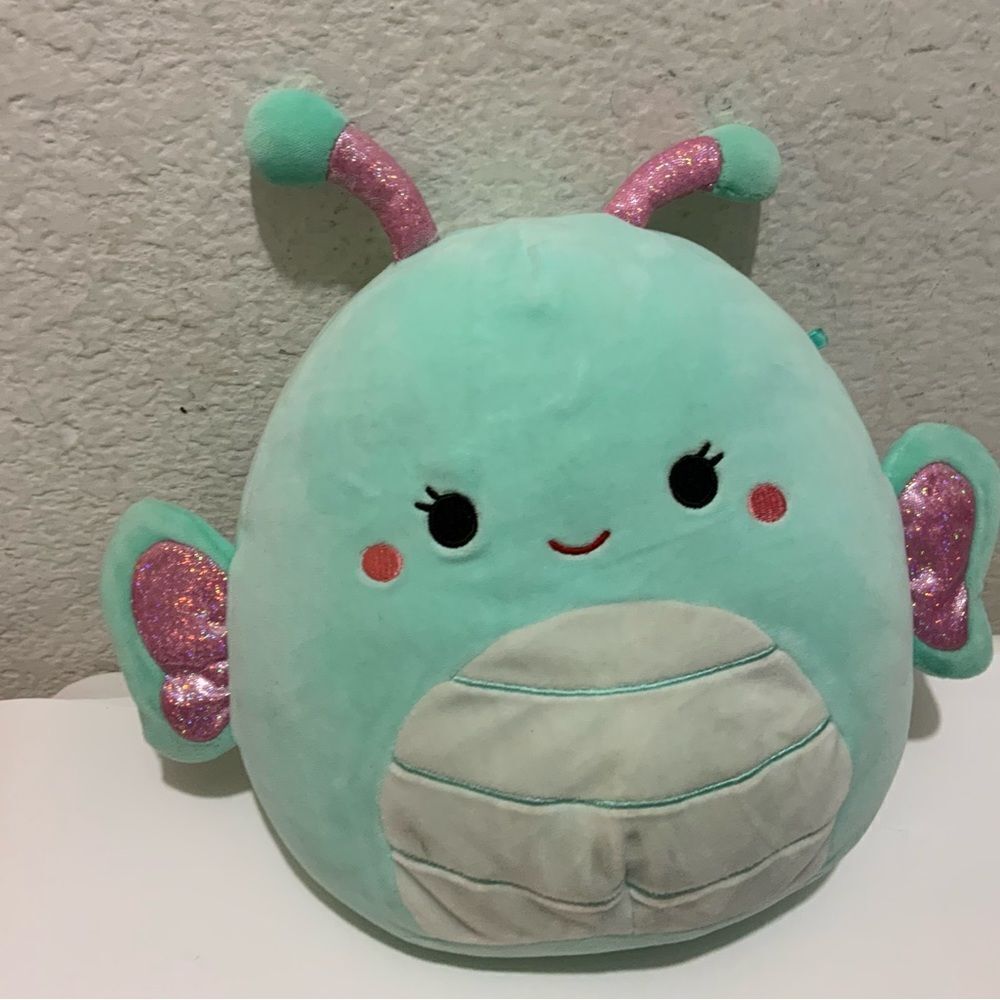 Squishmallow reina the butterfly 8” kellytoy plush aqua + pink NWOT